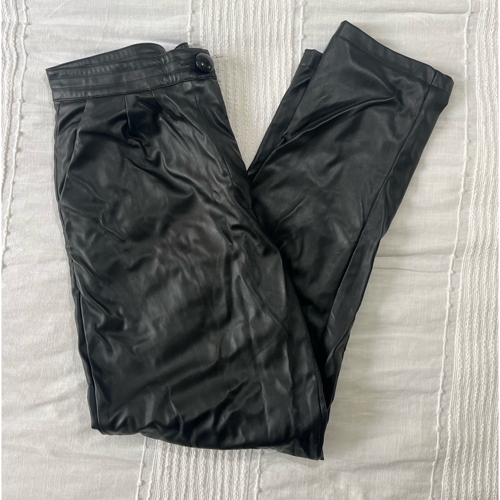 Leather skinny/straight leg pants